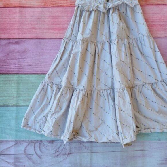 Ganni Gray Floral‎ Print Ruffle Poplin Tiered A-line Pocket Midi Sundress L - Picture 5 of 11